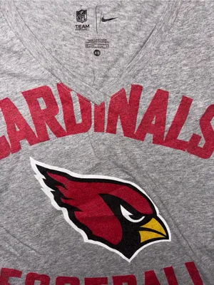 NFL Gray V-Neck Cardinals Football Tee with Red Logo thumbnail 2