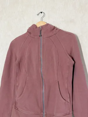 Lululemon Women’s Scuba Full Zip Hoodie Light Cotton Fleece in Pink Mauve a8 thumbnail 2