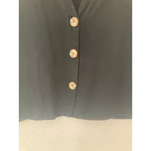 Asos Black Indie Cottage Granola Girl Gritty Boho Fall Viscose Black Button Top thumbnail 2