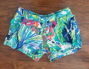 Lilly Pulitzer Katia Shorts Purrfect Pull On Shorts Rayon Bright Print Size XS thumbnail 1