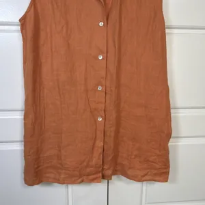 Banana Republic Shirt Women Large Orange Vintage 100% Linen Sleeveless Safari thumbnail 7