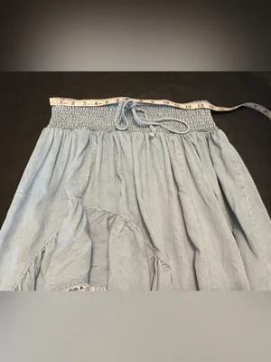 Vici Light Blue High-Low Tiered Maxi Skirt with Smocked Waist size Medium thumbnail 9