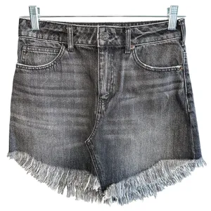 We‎ The Free People Black Denim Mini Skirt 25 Frayed Hem Rocker Festival Revival thumbnail 1