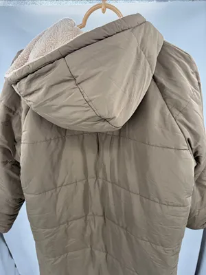 PRETTYGARDEN Women's Lightweight faux Sherpa lined knee length Puffer Coat Tan S outdoor thumbnail 4