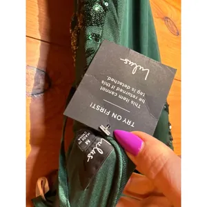 NWT Lulus Valhalla Forest Green Sequin Lace-Up Maxi Dress Glam Holiday Size M thumbnail 9