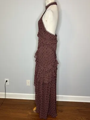 ASOS - Brown Halter Tiered Maxi Dress thumbnail 4