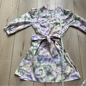Tart Collections Lorrie Pastel Purple Floral Print Belted Tunic Dress Size Small thumbnail 12