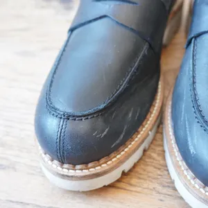 Miz Mooz Size 39 Wylan Black Leather Penny Loafer Chunky Lug Sole Preppy thumbnail 3