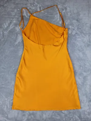 Riley Hubatka x Peppermayo Orange Satin One Shoulder Mini Dress Size US 8 thumbnail 11