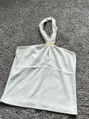 Mango Cream Halter Top with Gold Bar thumbnail 2