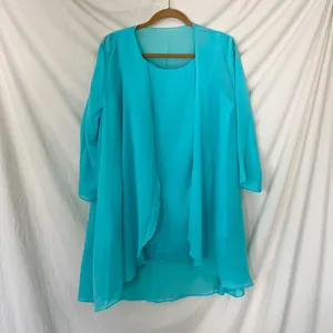 Source Unknown 3 Piece Chiffon Matching Pantsuit Set Size 16W thumbnail 3