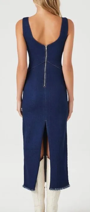 Frayed Denim Maxi Dress thumbnail 3