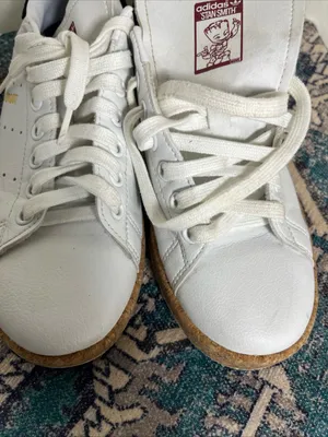 adidas White Leather Sneakers with Burgundy Logo Accents thumbnail 11