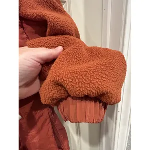 Wild Fable Womens Rust Orange Mixed Media Sherpa‎ Fleece Nylon Full Zip Jacket M thumbnail 8