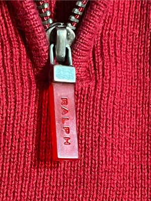 Ralph Lauren 100% cotton red 1/4 zip sweater small VTG Mock-neck knit classic thumbnail 7