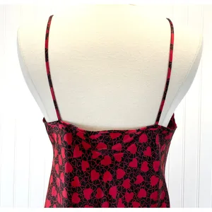Intimate Affair Womens S Satin Slip Dress Chemise Nightie Hearts‎ Red Y2K Retro thumbnail 5