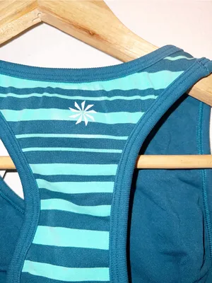 Athleta Neon Stripe Teal Racerback Active Fitted Tank Top thumbnail 12