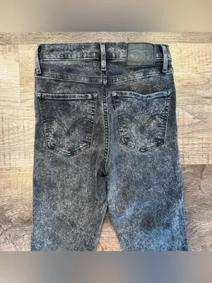 Levi's Mile High Charcoal Black Acid Wash High Rise Skinny Jeans 25 x 30 Goth Rock thumbnail 6