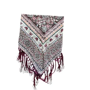 Women's Burgundy Tube Top With Fringes thumbnail 2
