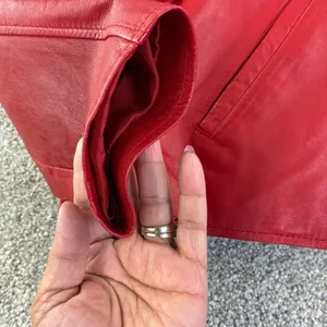 EVAN‎ DAVIES Red Leather Jacket Womens 12 Zip Up Collared Blazer Style Retro VTG thumbnail 3