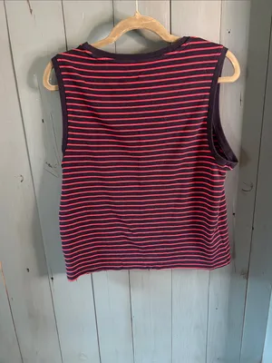 GAP Modern Tank Top - Classic Navy Blue and Red Striped Sleeveless | Size XL thumbnail 3