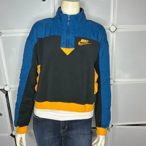 NIKE BLUE AND ORANGE POLAR FLEECE HALF ZIP SWEATSHIRT Size XS thumbnail 2
