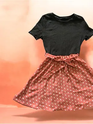 SHEIN Red Polka Dot Tie-Waist Skater Skirt thumbnail 3