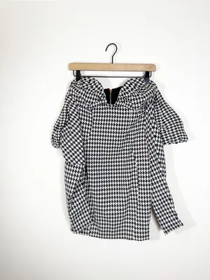 Miss Circle Kylie Houndstooth Off The Shoulder Woven Mini Dress Sweetheart Small thumbnail 3