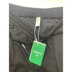 Halara size tall large new Black Wide Leg Cargo Pants velour Ribbed casual relax thumbnail 3