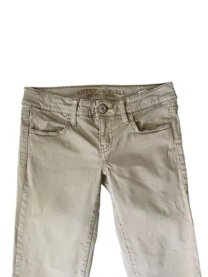 American Eagle 00 Reg tan stretchy jegging low rise button zip with pockets thumbnail 3