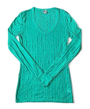 BKE Stripe Cutout Long Sleeve V Neck Top Women's Size M Grunge‎ thumbnail 1