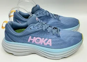 HOKA One One Bondi 8 Women’s SIZE 9 B Shadow Dusk Blue Pink Running Shoes NICE thumbnail 1