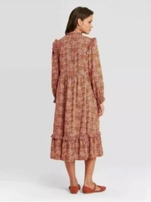Universal Thread Dress Size XS Prairie Target Orange Floral Farmcore Country NWT thumbnail 2