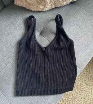 Black seamless ribbed tank Size XS thumbnail 1