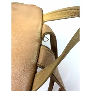LONGCHAMP Leather‎ Backpack Beige Logo Vintage Bag Rucksack Rare Khaki Brown thumbnail 9