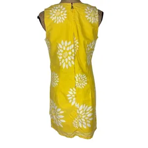 Vintage A.M.I. Cotton Shift Dress Yellow‎ Sunflower Floral Summer Size Medium thumbnail 4