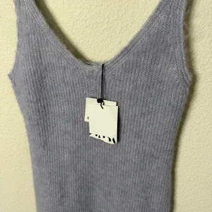 NWT Zara Wool‎ Alpaca Beaded Strappy Dress Gray Sleeves Midi Tank Women’s Size S thumbnail 5