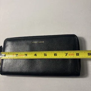 Cole Haan Purse &‎ Wallet Woven Straw Black Faux Leather Shoulder Floral Accents thumbnail 13