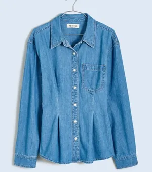 Madewell Chambray Denim Darted Button-Up Long Sleeve Shirt XS thumbnail 1