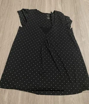 Apt. 9 Black Polka Dot Cap Sleeve Blouse thumbnail 1