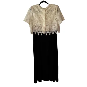 Jeffrey & Dara Black Lace Overlay Vintage Dress Formal Evening Occasion‎ Size 16 thumbnail 9
