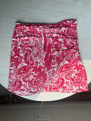 ZARA PATTERNED LINEN BLEND MINI SKIRT thumbnail 3