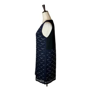 Diane Von Furstenberg Dress Women 4 Blue Black Silk Jeweled Shift Mini‎ Cocktail thumbnail 6