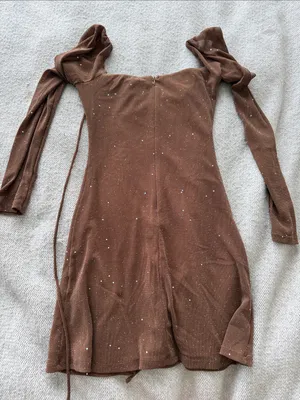 Princess Polly brown long sleeve sparkly mini dress thumbnail 5