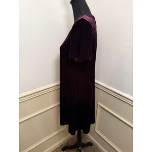 Vintage K.C. Spencer Purple Velvet Asymmetric Neck Mini Dress Whimsigoth Witchy thumbnail 4