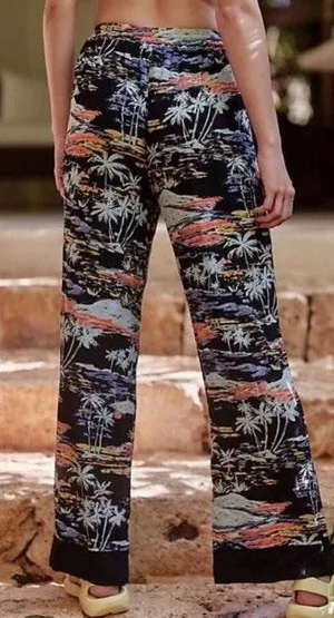 Free People Brand New Blue Lagoon Print Pants thumbnail 3