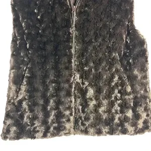 Women's Faux Fur Vest Brown M Soft Texture Full Zip‎ Fall Winter thumbnail 3