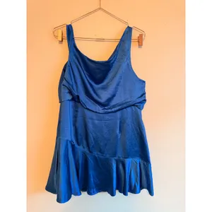 Lulus Mini Dress Womens‎ XL Royal Blue Satin One Shoulder Ruffle HD3911 Cocktail thumbnail 9