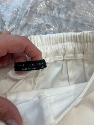 Final Touch Wide-Leg High-Waist Chinos in Off-White size small. thumbnail 8