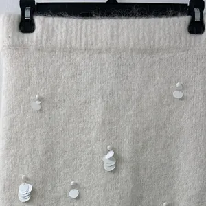 Zara Sequin Alpaca Blend Knit Skirt Ecru. S thumbnail 3